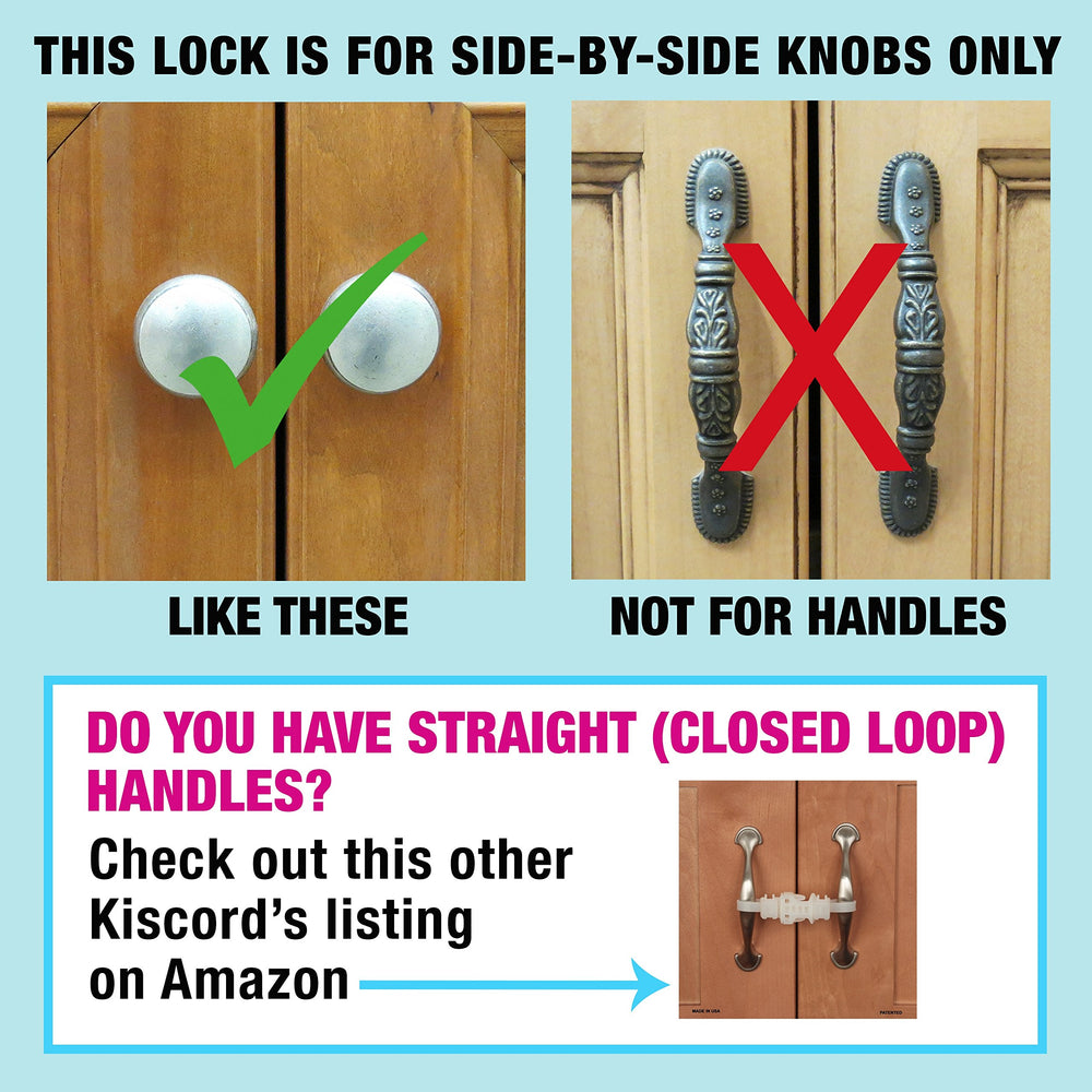 Kiscords black cabinet lock on knob blends with decor and provides secure access control