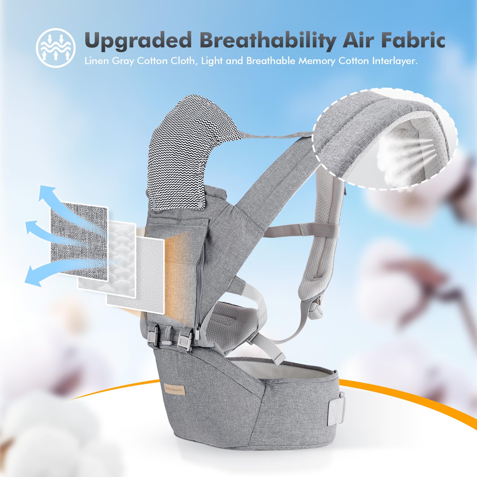 Kisdream soft cotton fabric keeps baby comfortable and skin-friendly in all seasons.