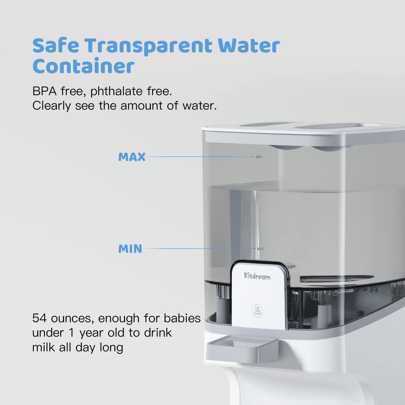 Kisdream Water Warmer dispensing lever in action delivering warm water.