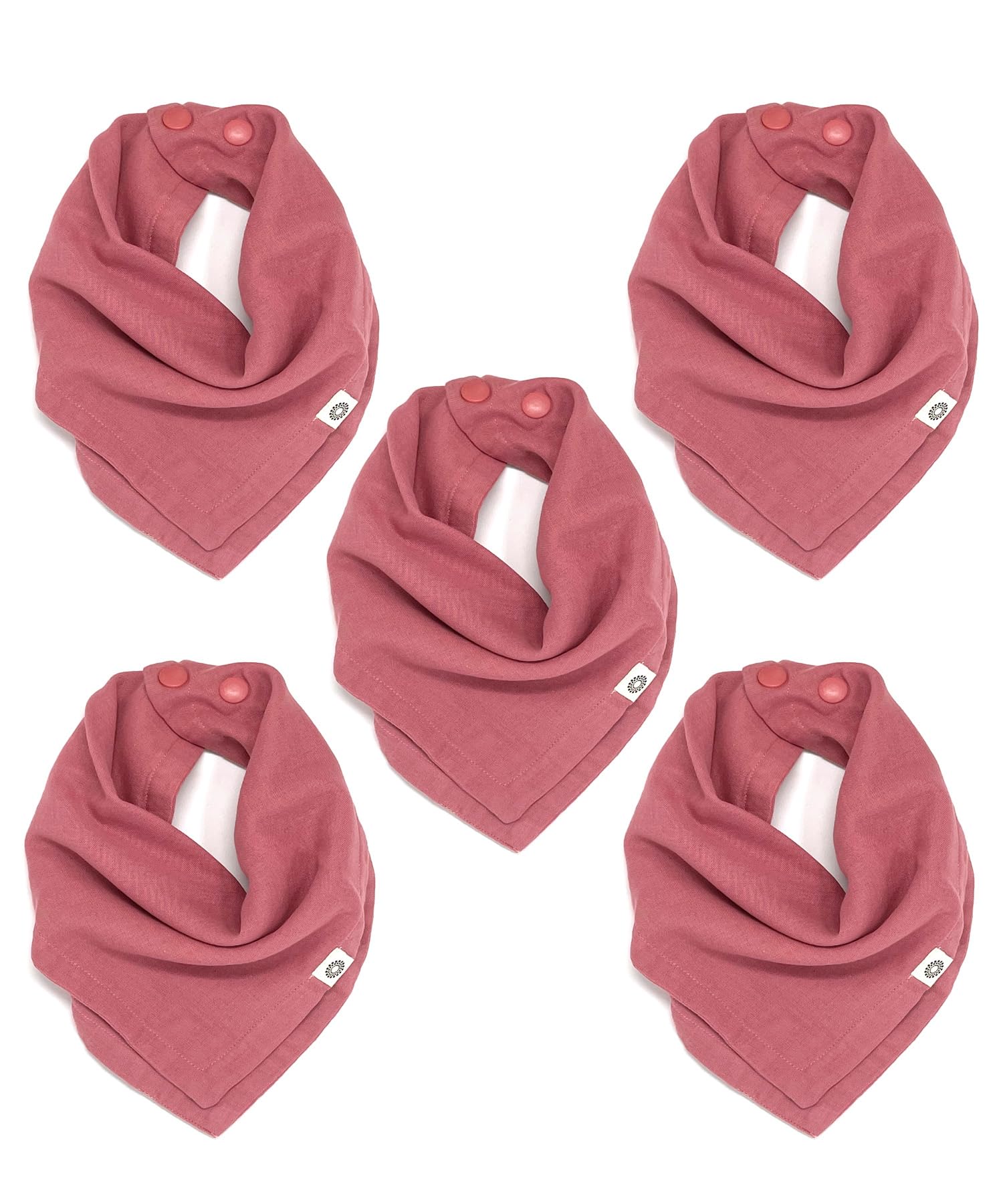 Kishu Baby Indi bandana bib in dusty rose folded for everyday wear and quick cleanup