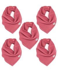 Kishu Baby Indi bandana bib in dusty rose folded for everyday wear and quick cleanup