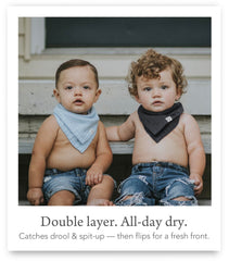 Kishu Baby Indi reversible bib showing four-way options for versatile outfits.
