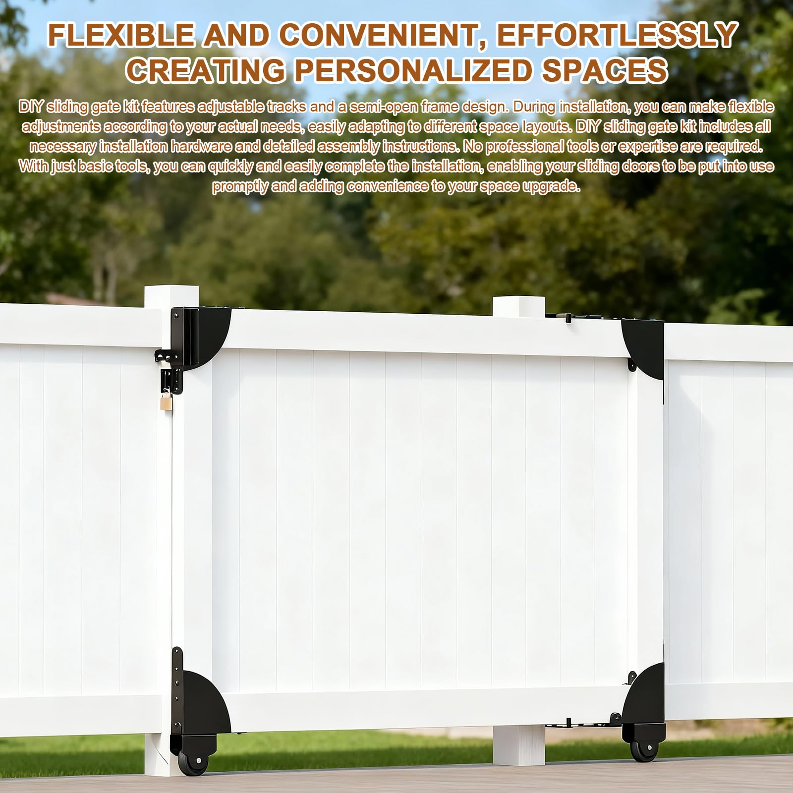 KishYa sliding gate kit 90-degree triangular frame for stability
