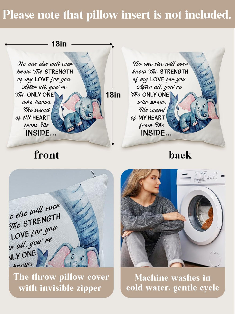 KISJO Easy-care pillow cover machine washable on cold delicate cycle.