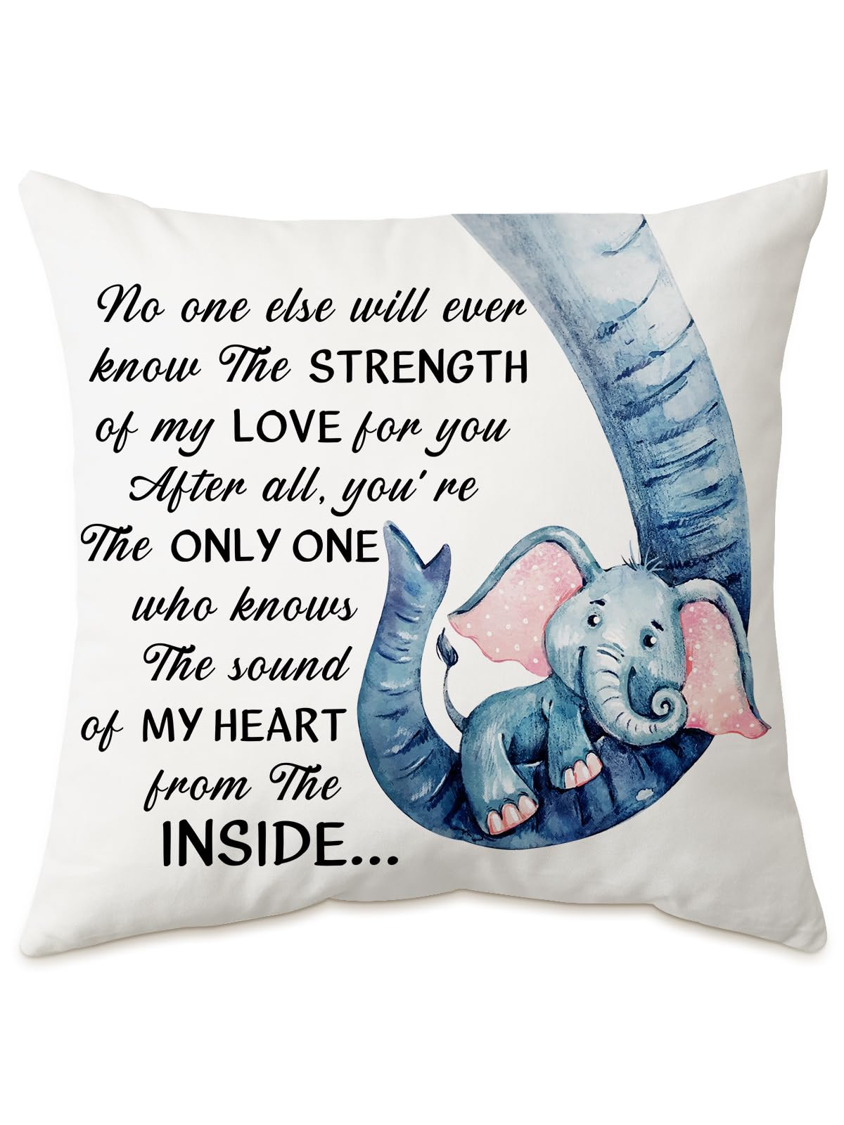 KISJO Mother Baby Elephant Pillow Cover front view enhances cozy living room decor.
