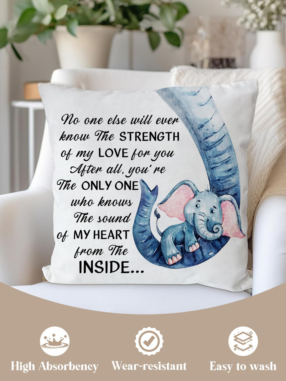 KISJO Elephant Pillow Cover brightens living room with versatile decor.
