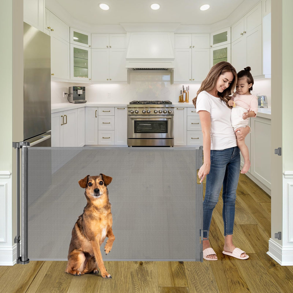 KISKIZ 55-inch retractable gate extended wide for stair safety and room separation.