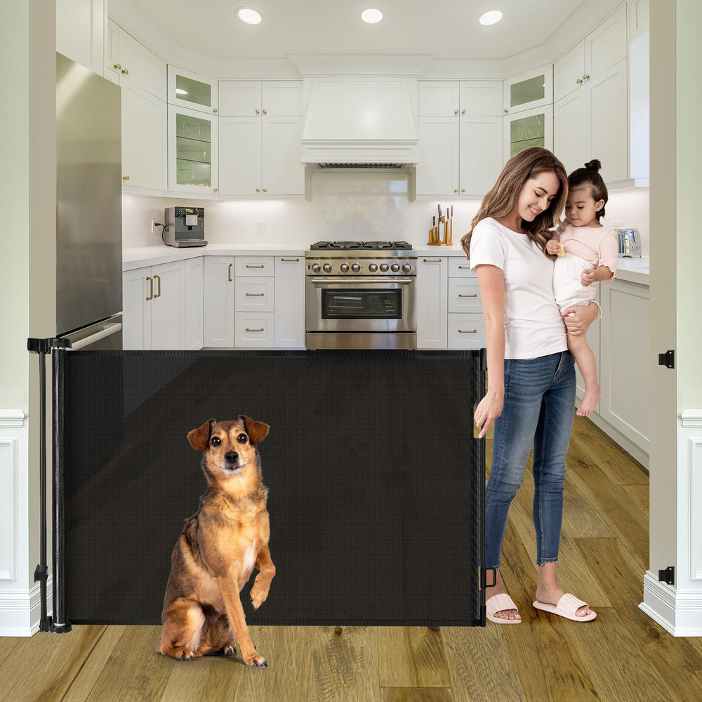 KISKIZ 55-inch gate at doorway shows wide reach and space-saving design.