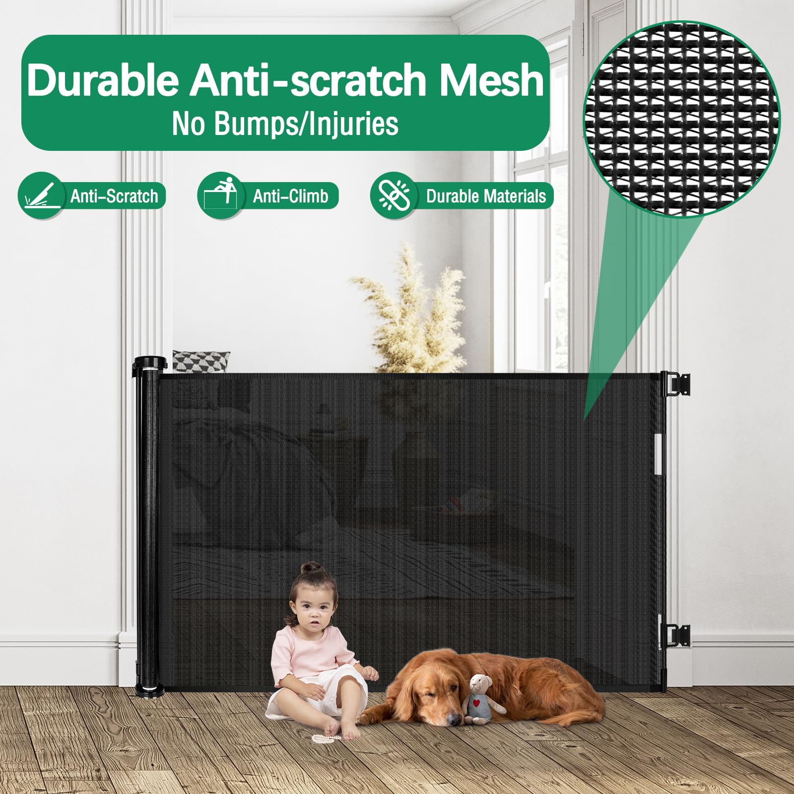KISKIZ adjustable hardware fits baseboards for secure mounting.