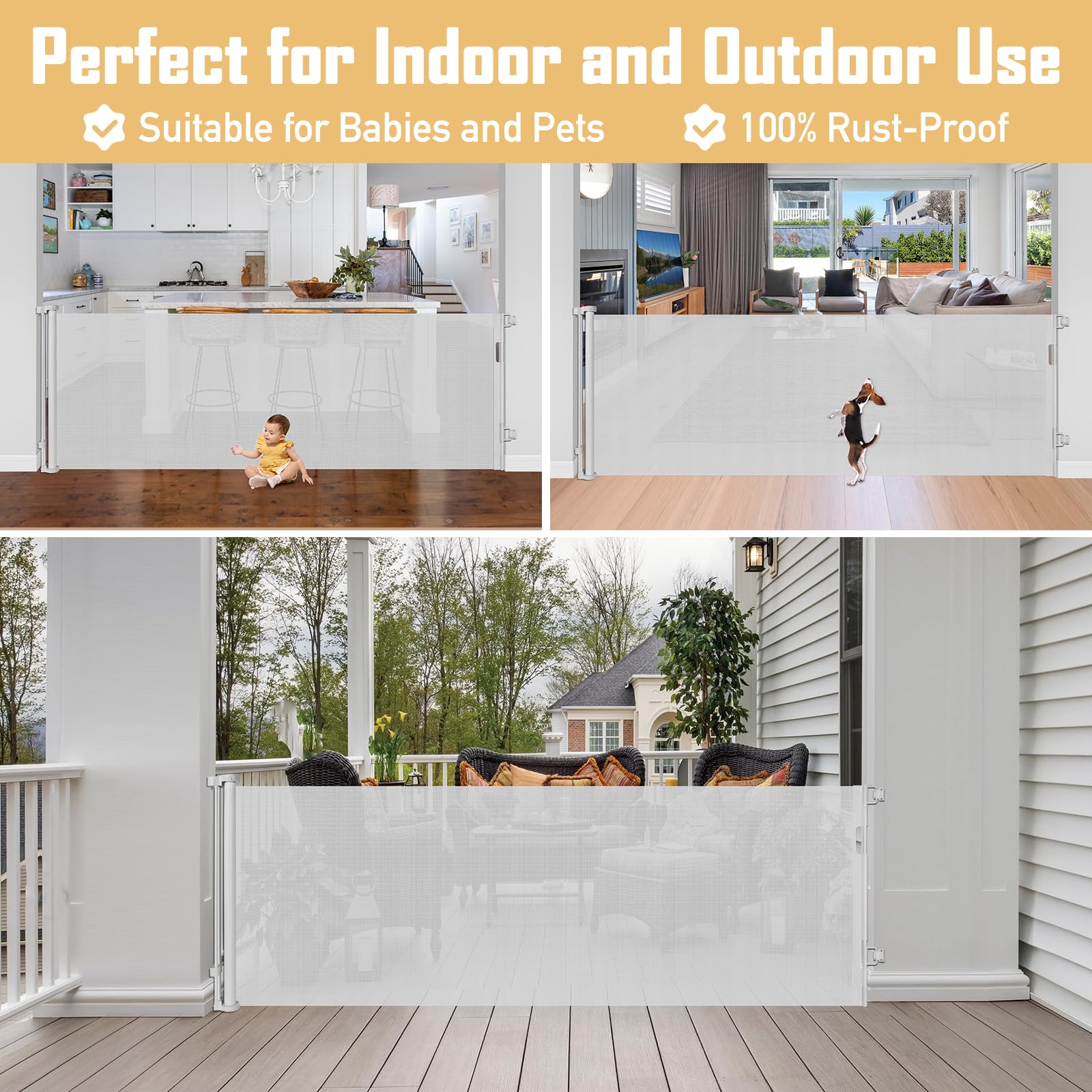 KISKIZ indoor kitchen doorway setup with retractable gate for kids