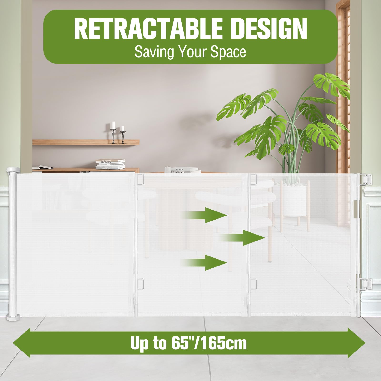 KISKIZ 65-inch wide, 33-inch tall gate fits large openings safely.