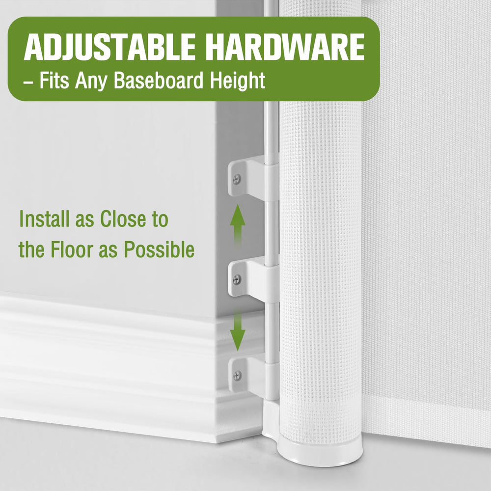 KISKIZ adjustable bottom bracket ensures perfect fit on varied baseboards.