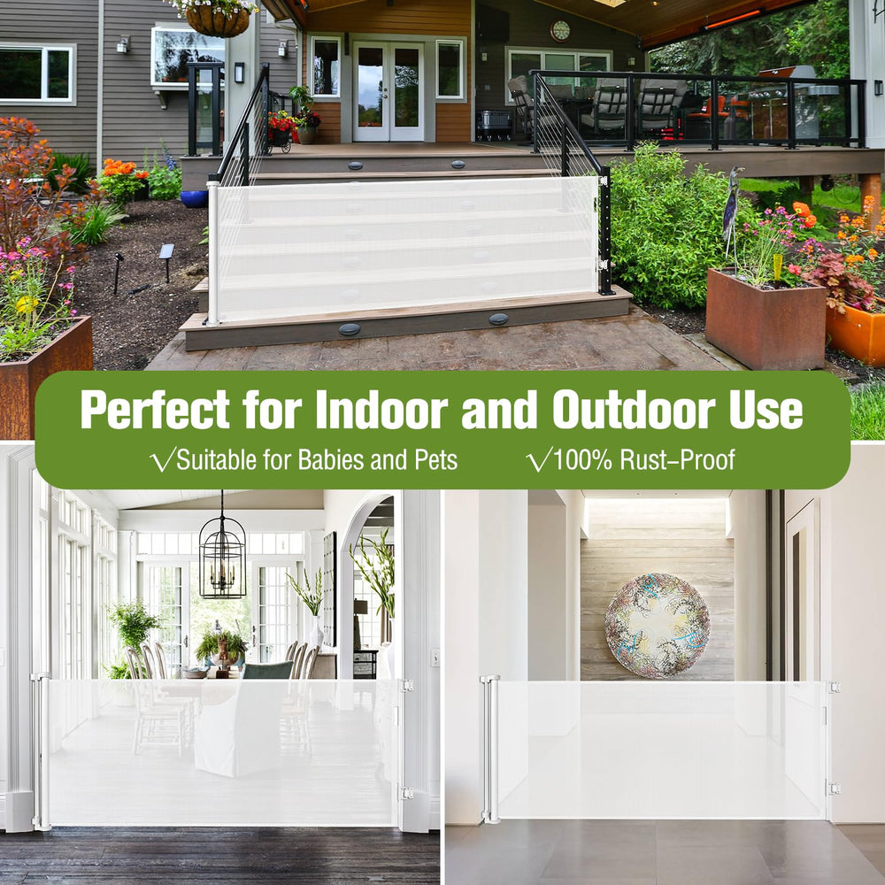 KISKIZ indoor outdoor gate for stairs, hallways, and decks.