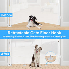 KISKIZ gate floor hook installation demonstrates simple setup for reliable ground anchoring.