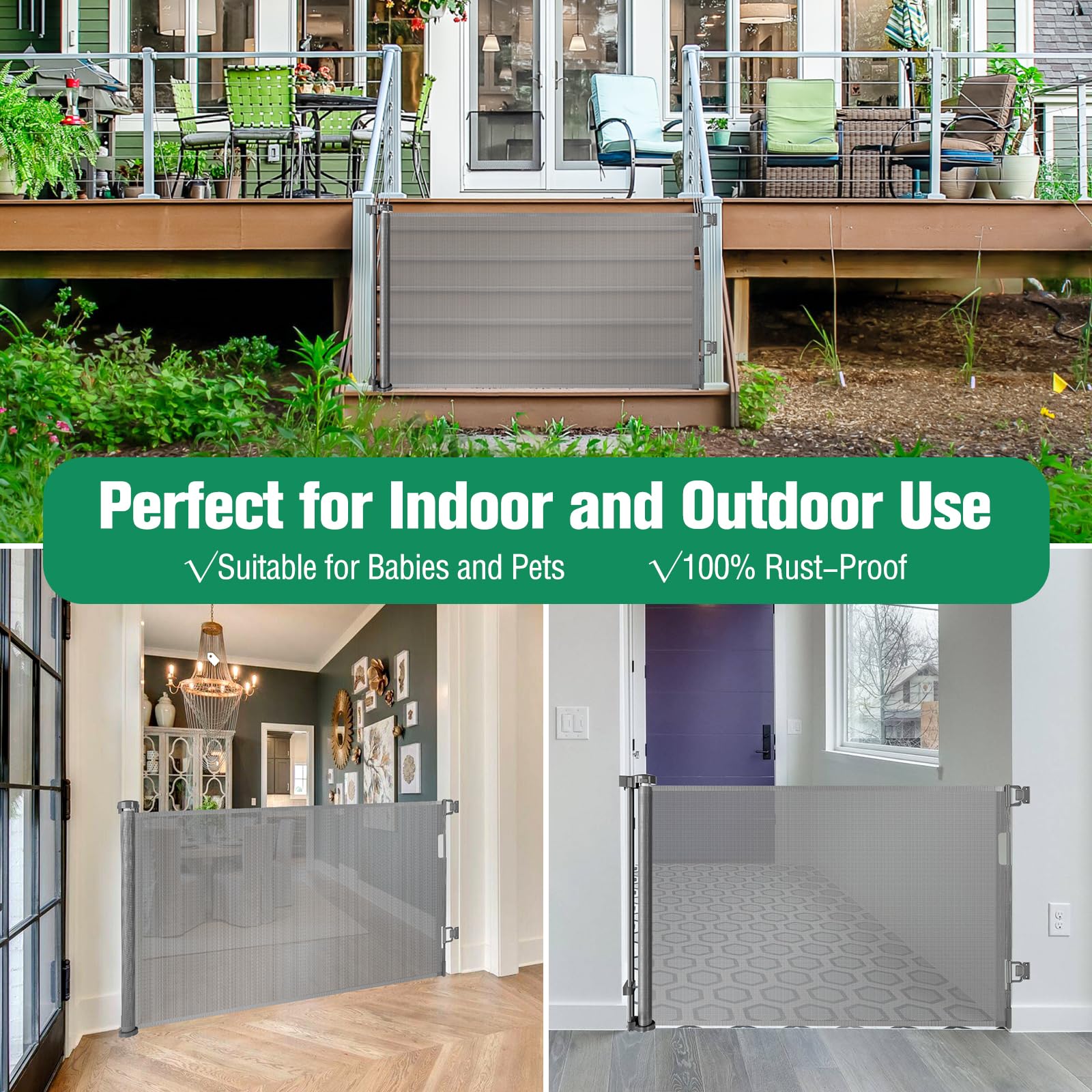 KISKIZ retractable gate opened with one hand for easy access