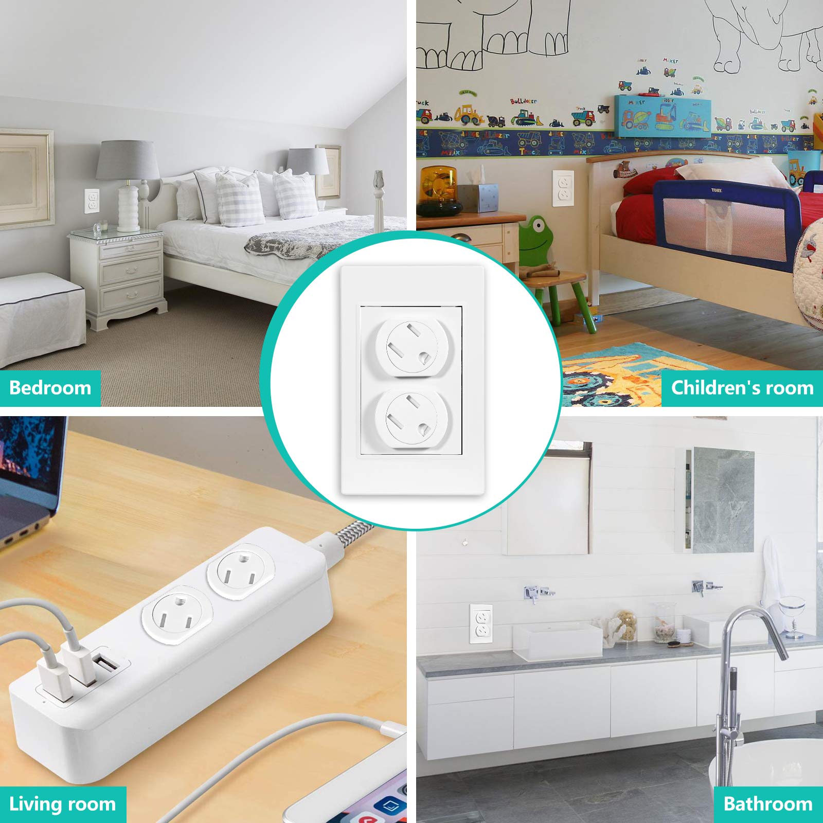 KISKIZ outlet covers white finish blends with decor while staying discreet