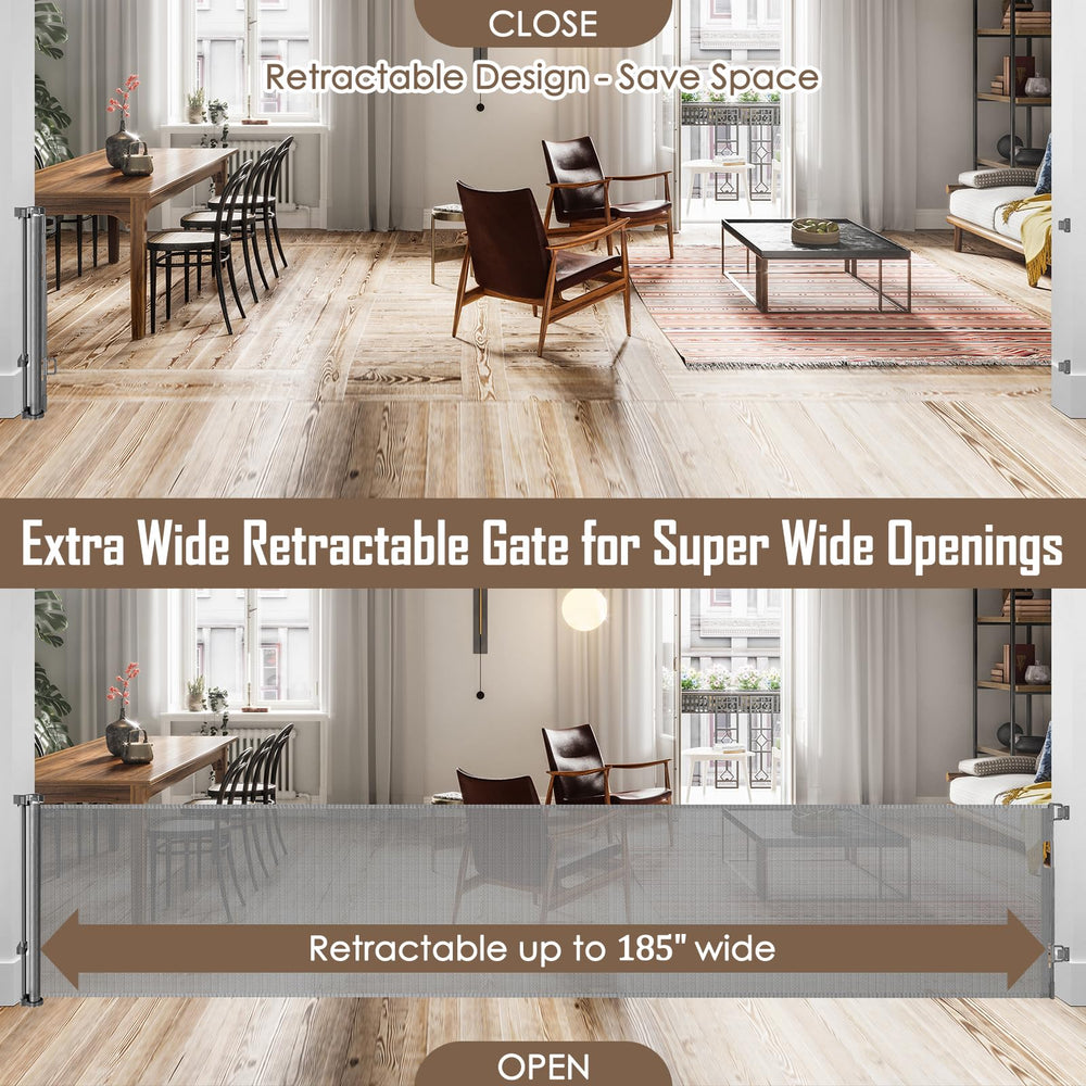 KISKIZ retractable gate panel demonstrates a sleek, space-saving design in use.