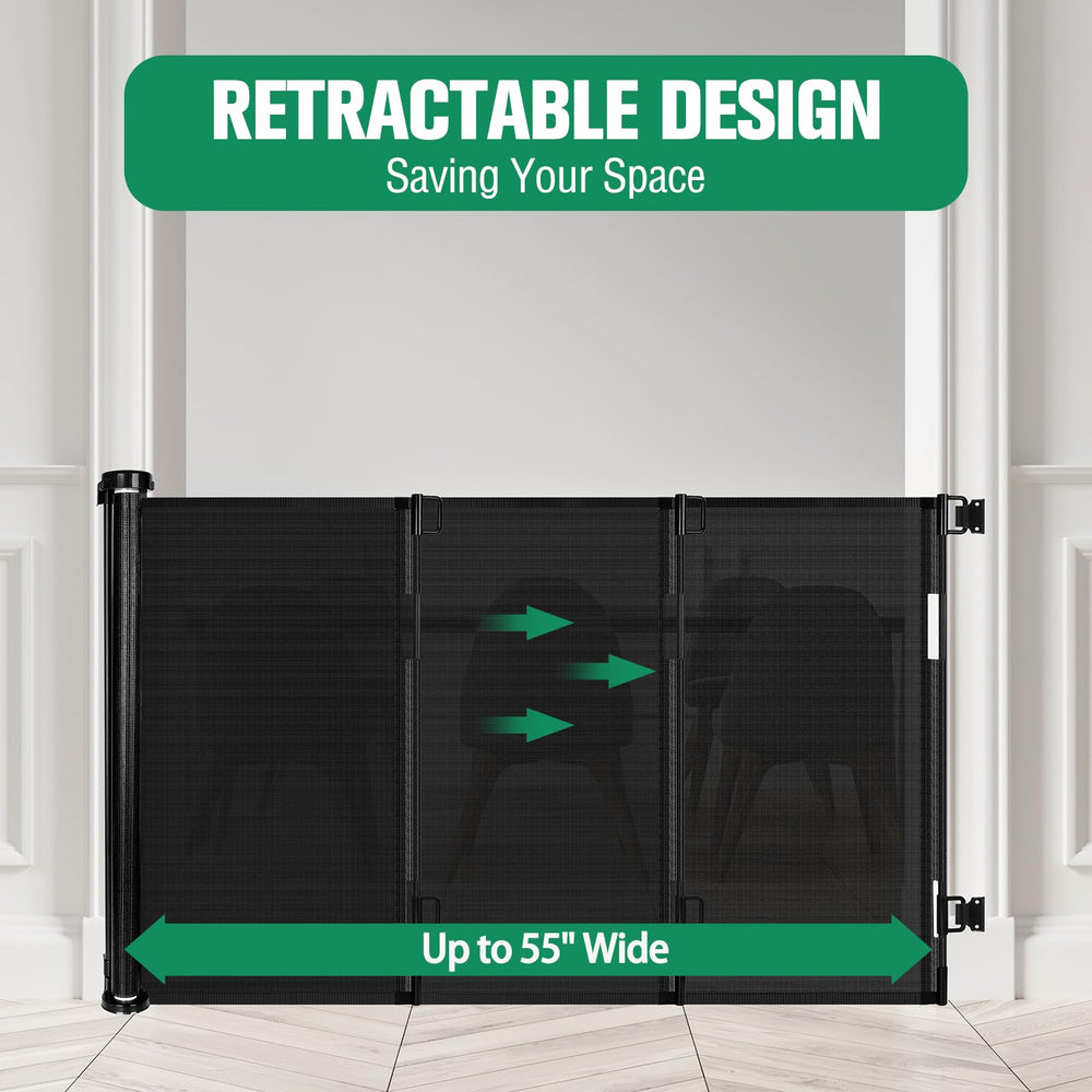 KISKIZ retractable gate on outdoor deck demonstrates versatile pet containment.