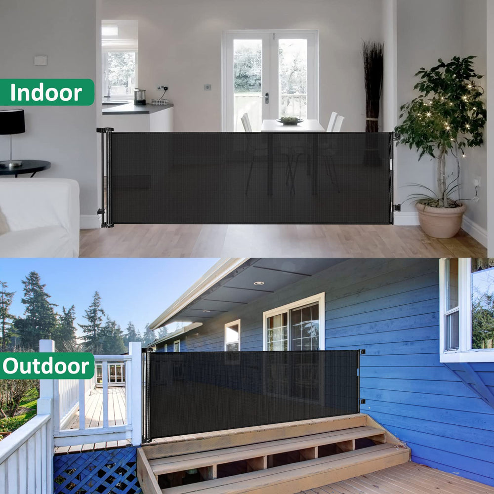 KISKIZ retractable gate in a dining area illustrating space-saving design
