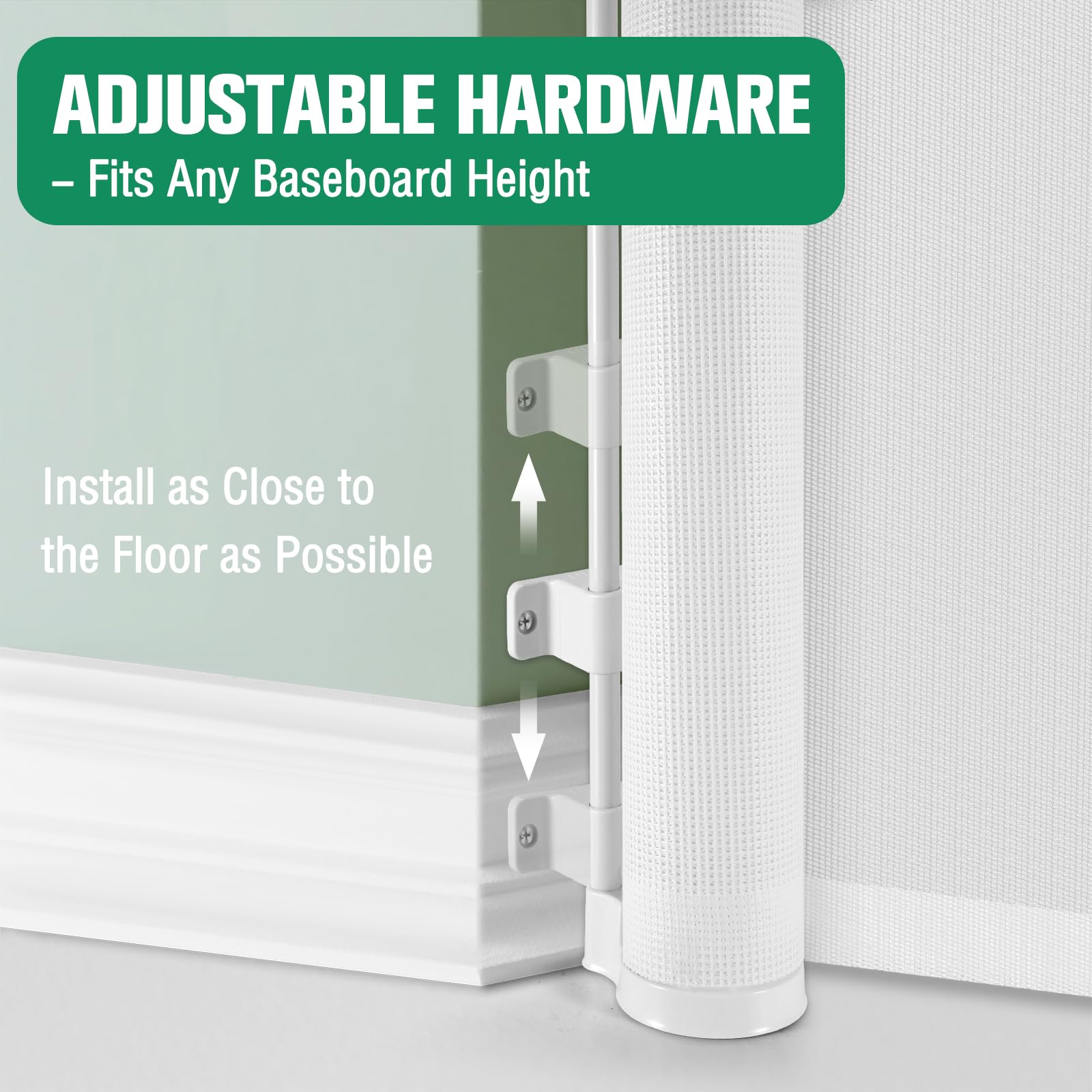 KISKIZ retractable-gate-installation-instructions image displays included hardware and step-by-step guide