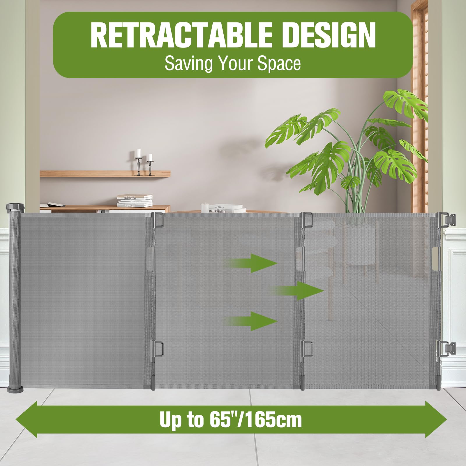KISKIZ retractable gate with one handed operation for easy adult use