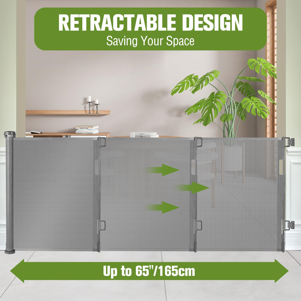KISKIZ retractable gate with one handed operation for easy adult use