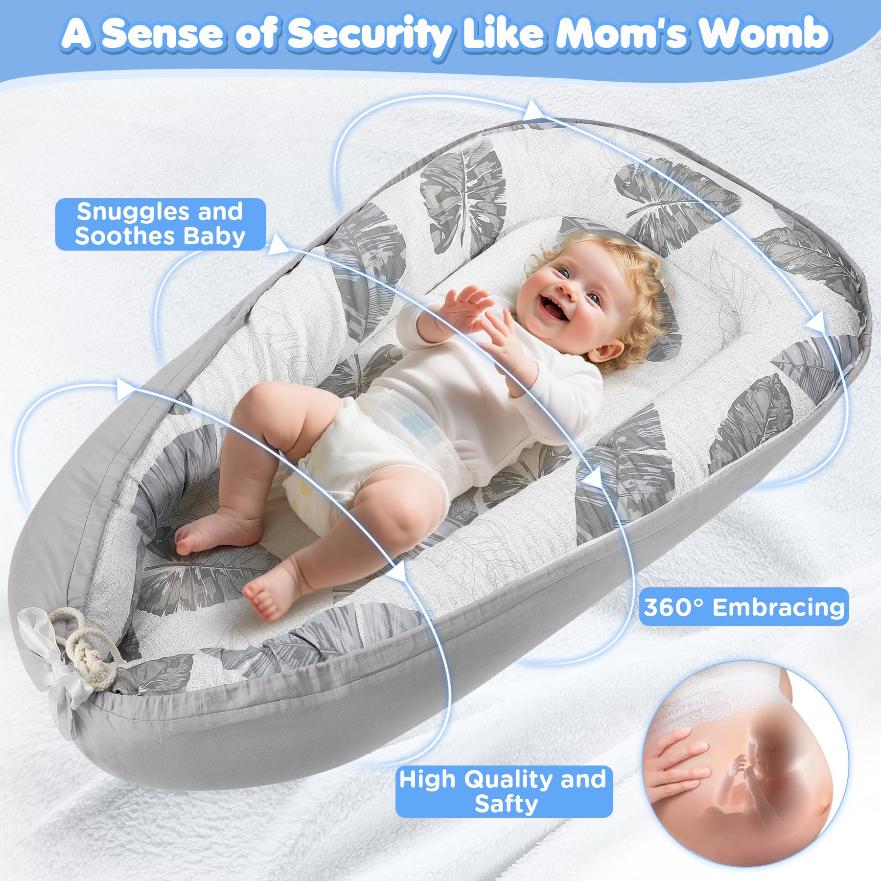 KISS GOLD bumper wraps 360 degrees for gentle, secure baby support.
