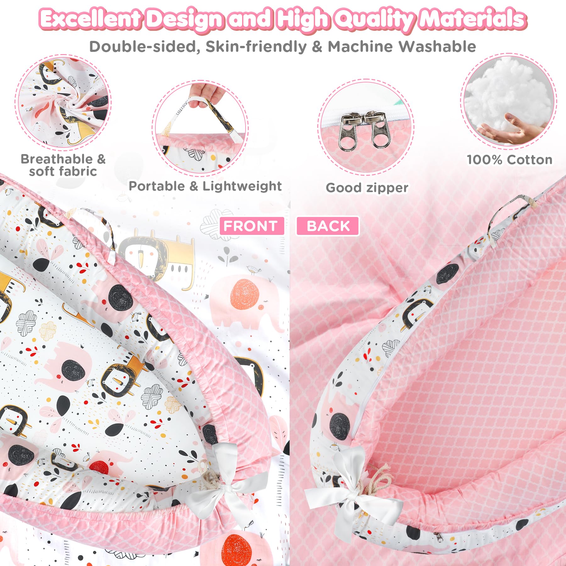 KISS GOLD Baby Lounger portable carry handle enables easy travel