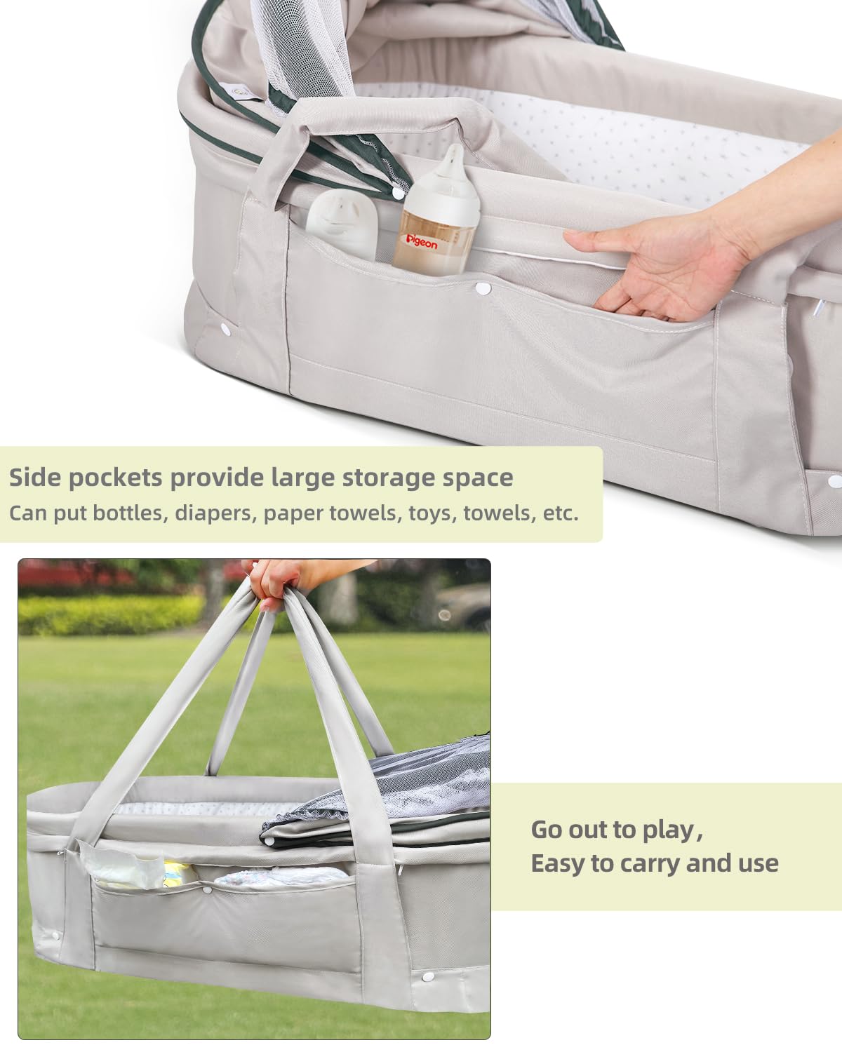 Kiss My Heart travel bassinet plane-travel ready fits cabin space