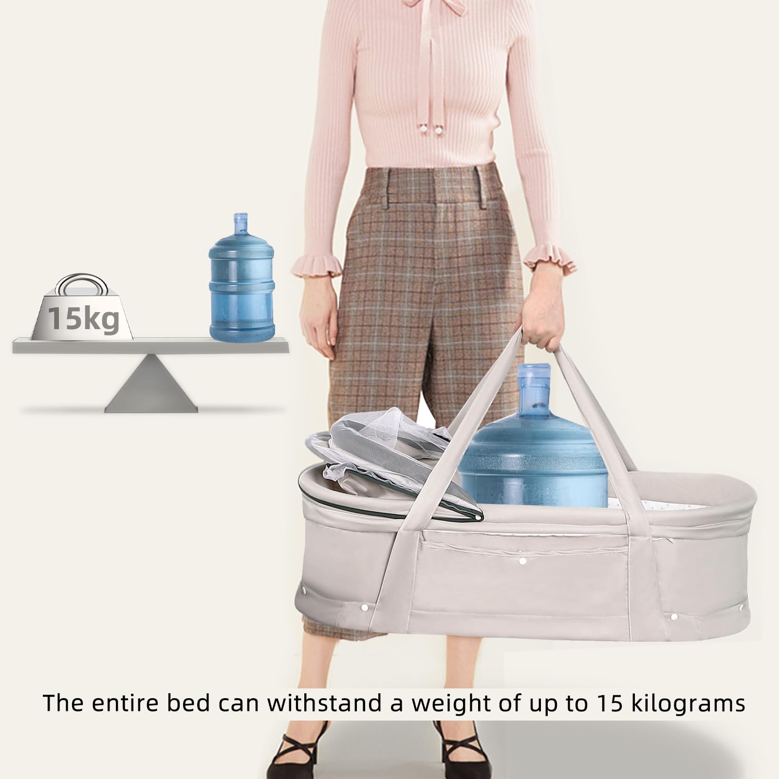 Kiss My Heart travel bassinet three-layer-mattress supports baby spine