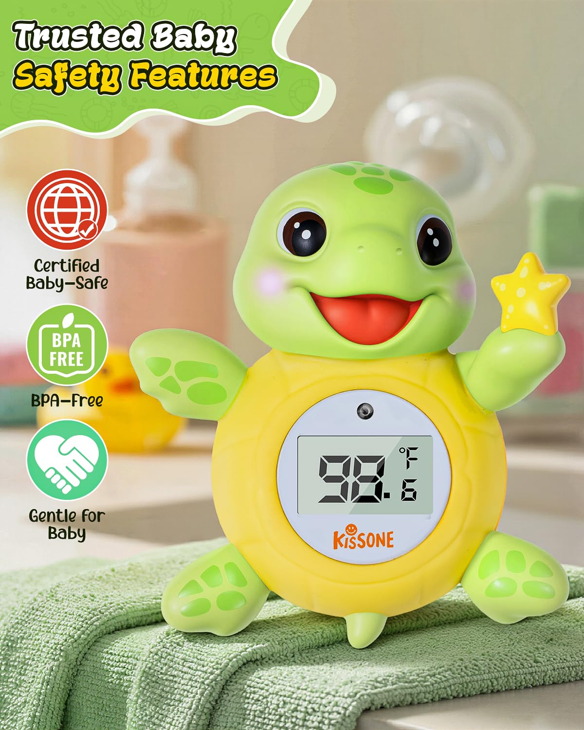 KISSONE auto on off bath thermometer activates when placed in water