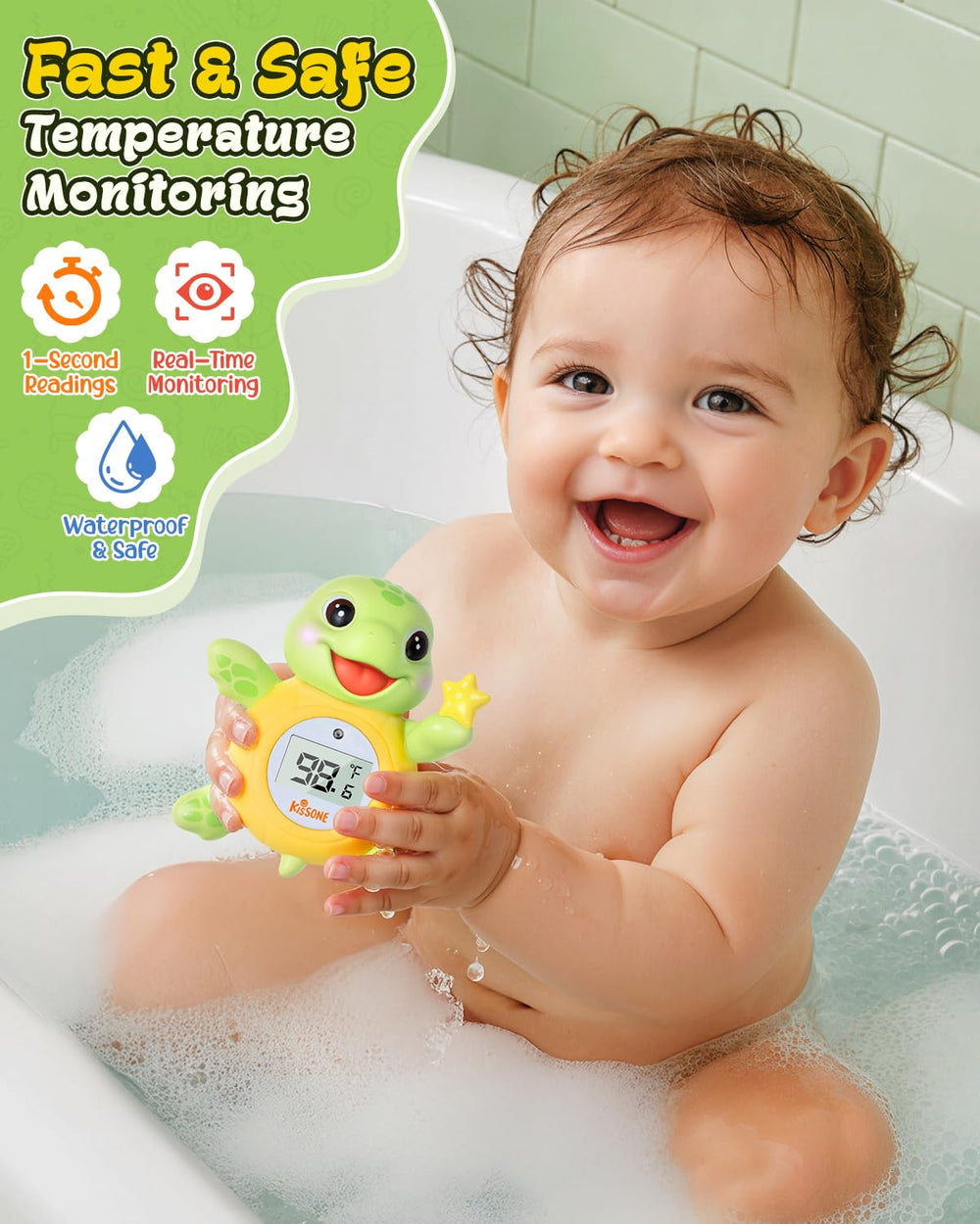KISSONE BPA-free waterproof bath thermometer designed for frequent water use