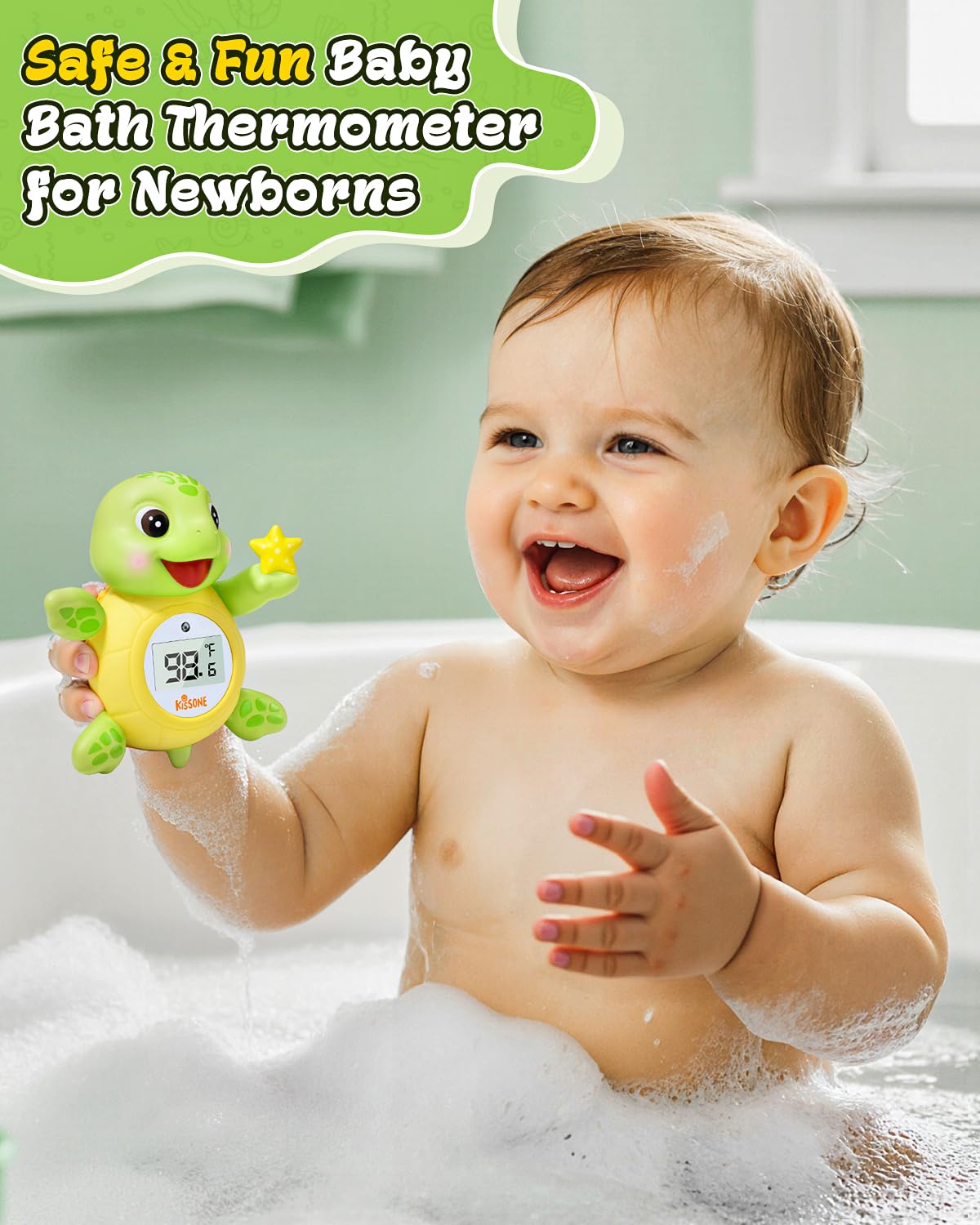 KISSONE compact floating toy thermometer adds playful bath time