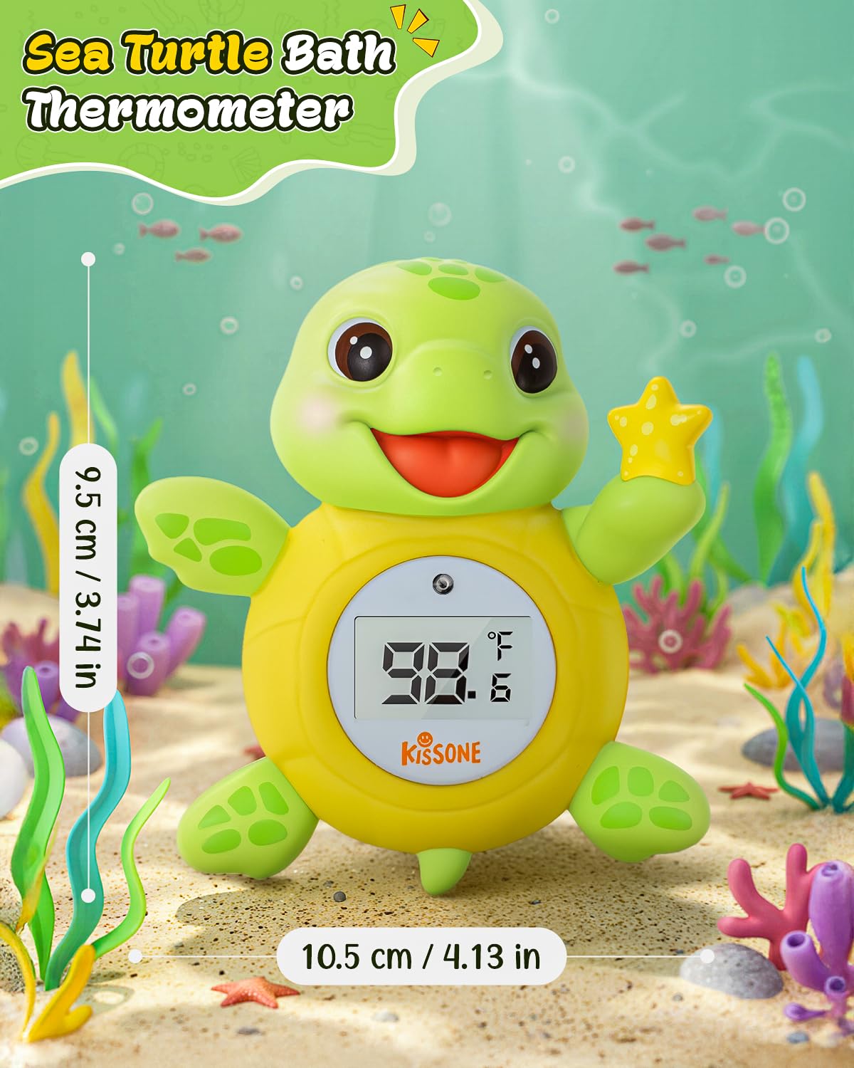 KISSONE turtle bath thermometer in use complements a safe bath routine