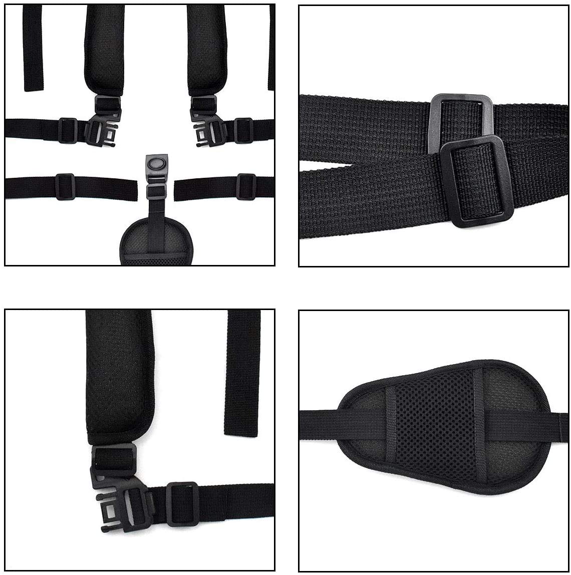 Kissral harness on stroller use shows secure, quick-adjust setup for on-the-go parenting.