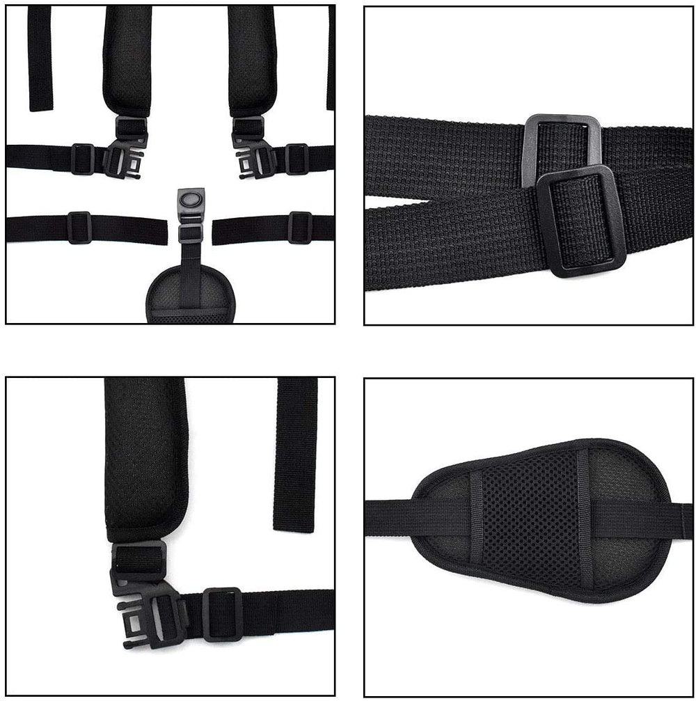 Kissral harness on stroller use shows secure, quick-adjust setup for on-the-go parenting.