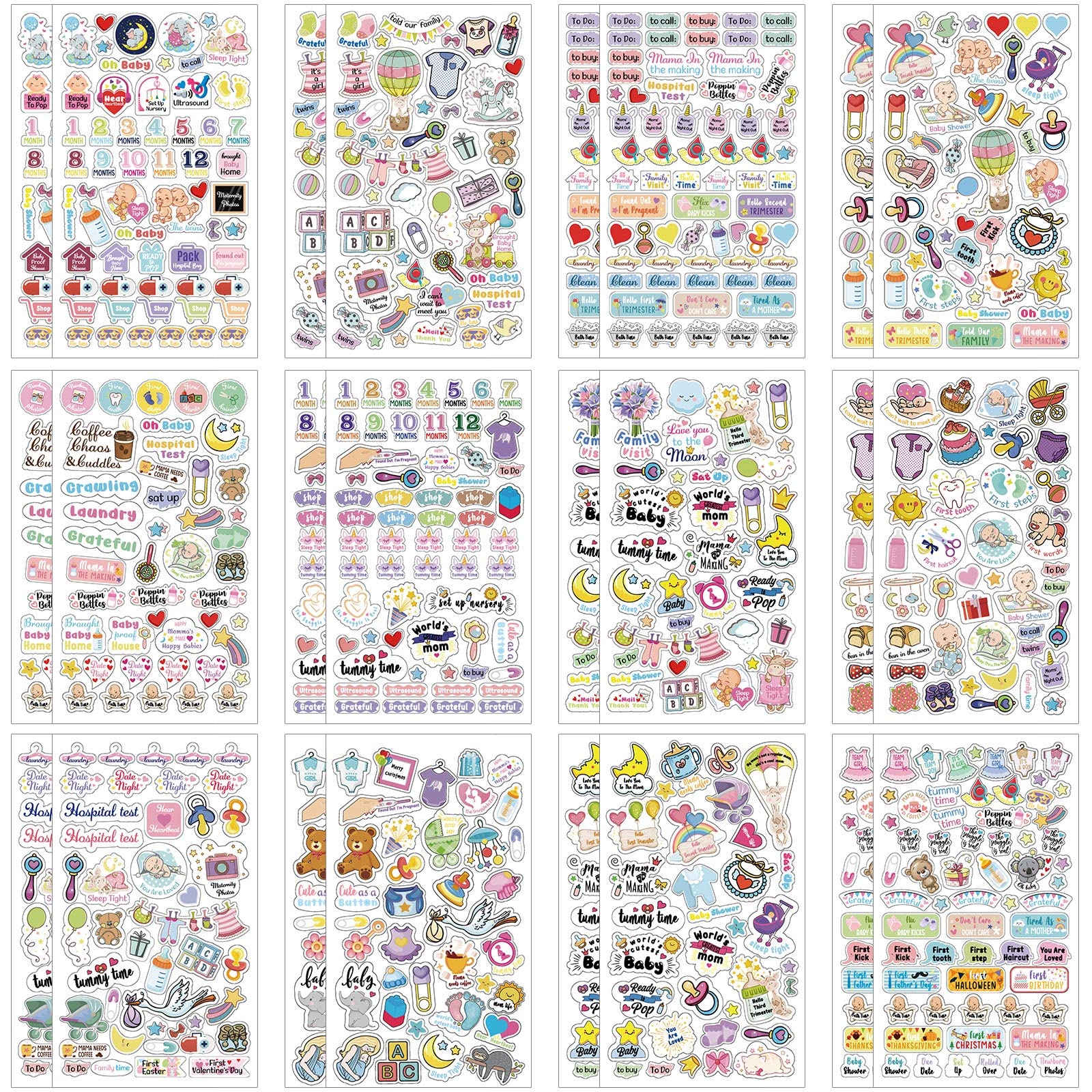 Kisston baby calendar stickers 24-sheets pack cover with vibrant designs for pregnancy memory keeping