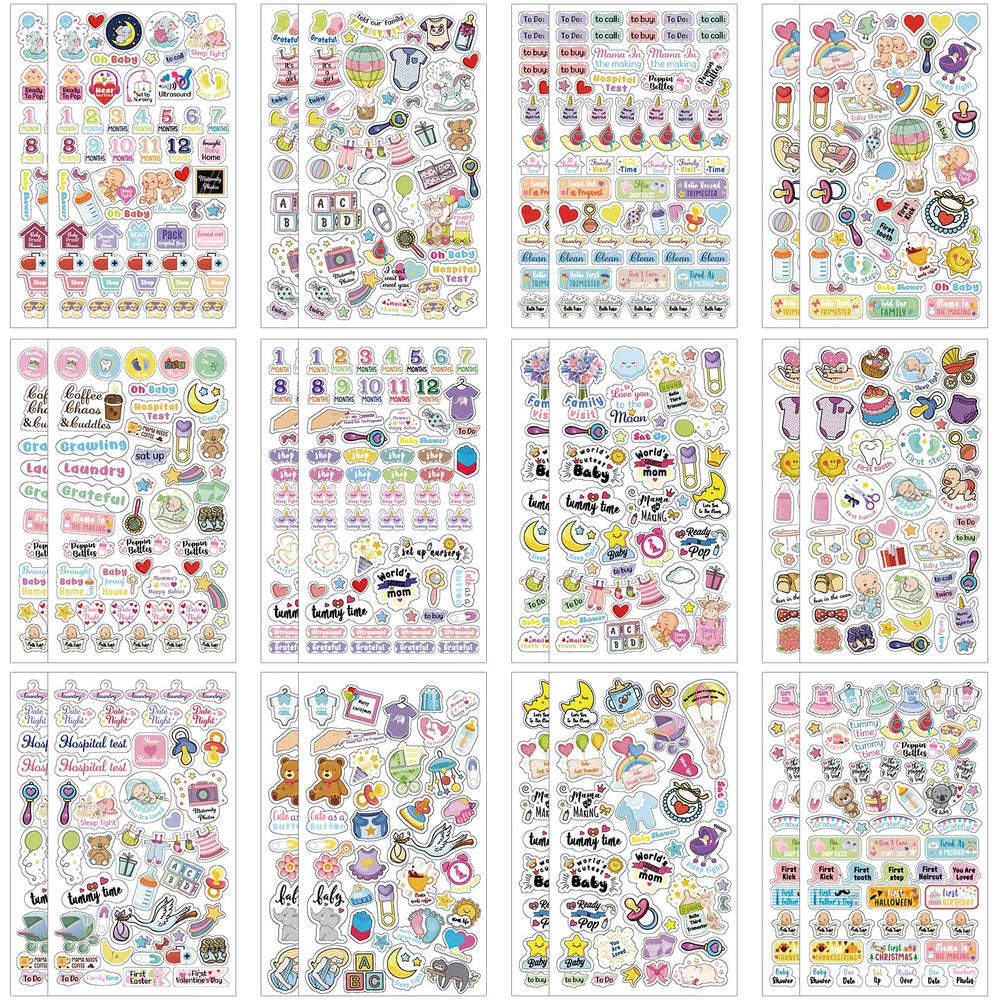Kisston baby calendar stickers 24-sheets pack cover with vibrant designs for pregnancy memory keeping