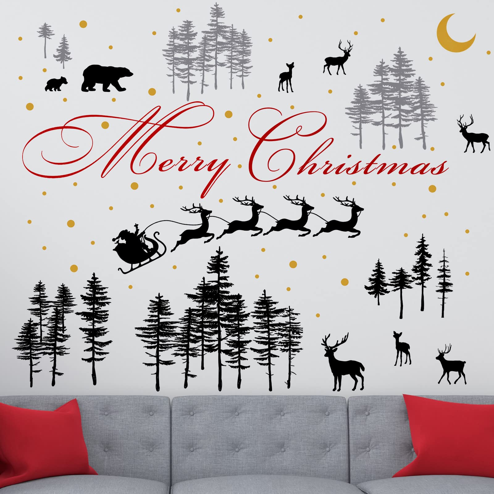 Kisston Christmas nursery wall decal easy peel enables quick, tool-free room updates.