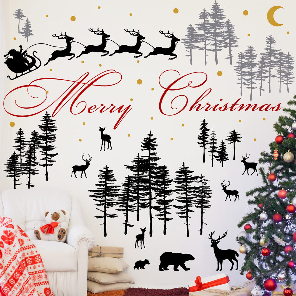 Kisston Christmas nursery wall decal living room display enhances festive ambience.