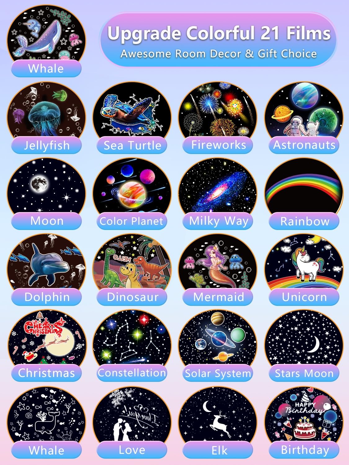 KISTRA night-light projector 21-film categories brighten nights with cozy bedtime ambiance