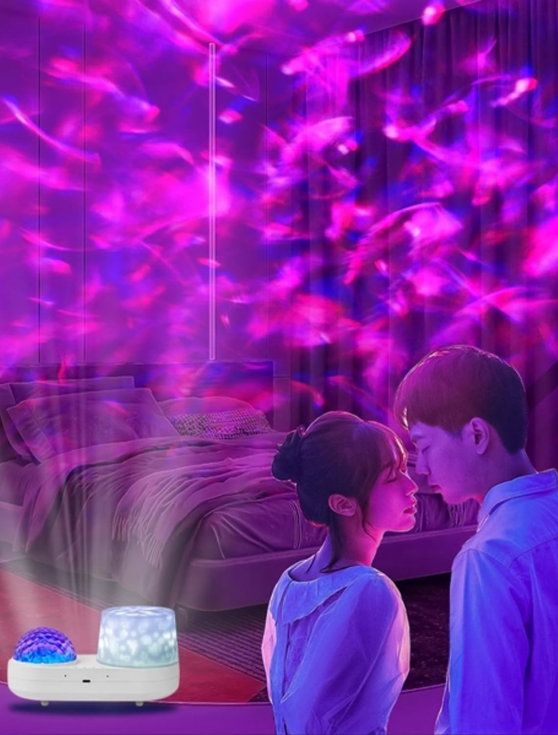 KISTRA Ocean Wave Projector in a kids' bedroom creating relaxing ambience