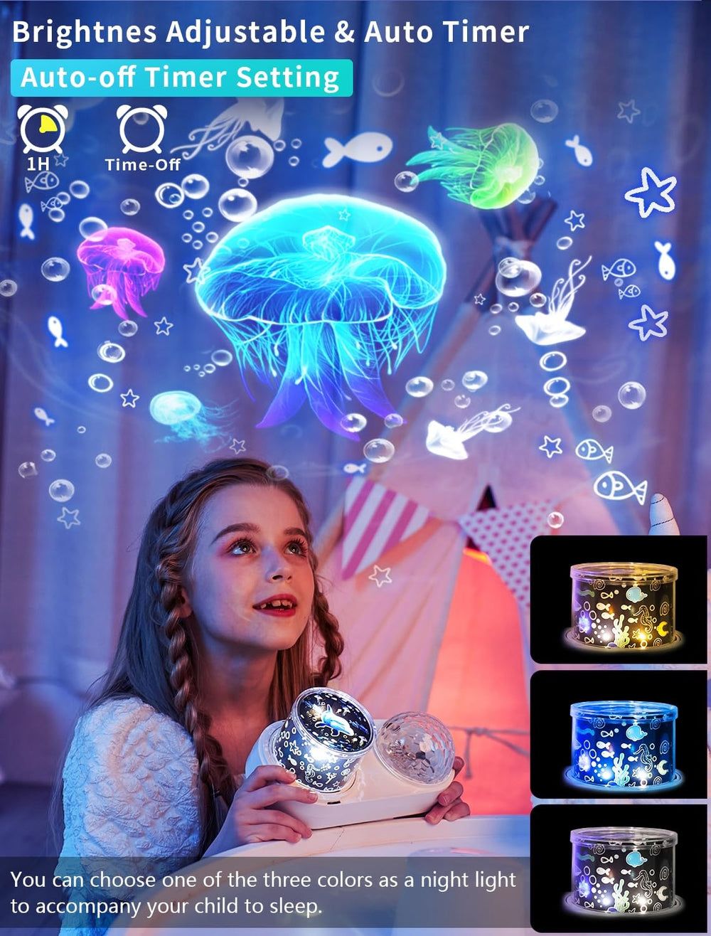 KISTRA Ocean Wave Projector brightness control for eye comfort