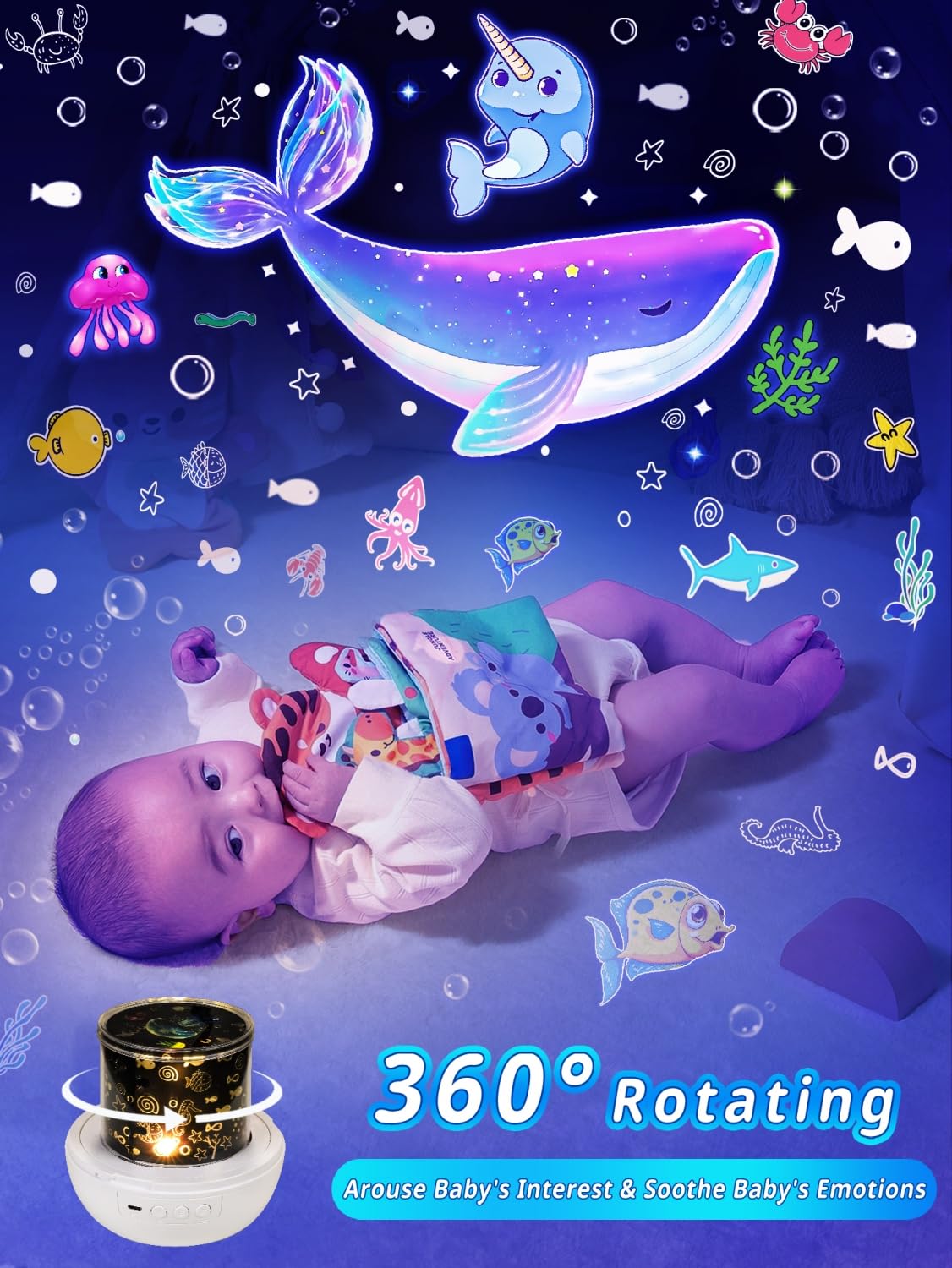 KISTRA Star Projector brightness control tailors light for baby bedtime.
