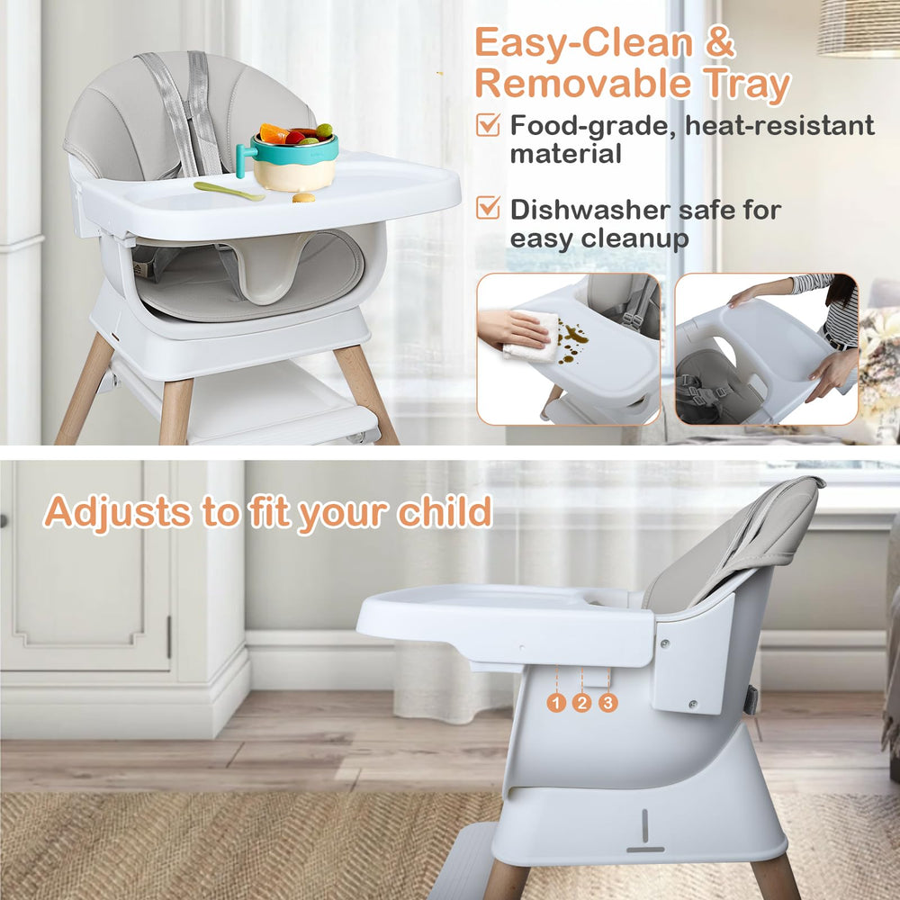 Kisuplus 5-point harness system keeps little diners secure during meals and play.