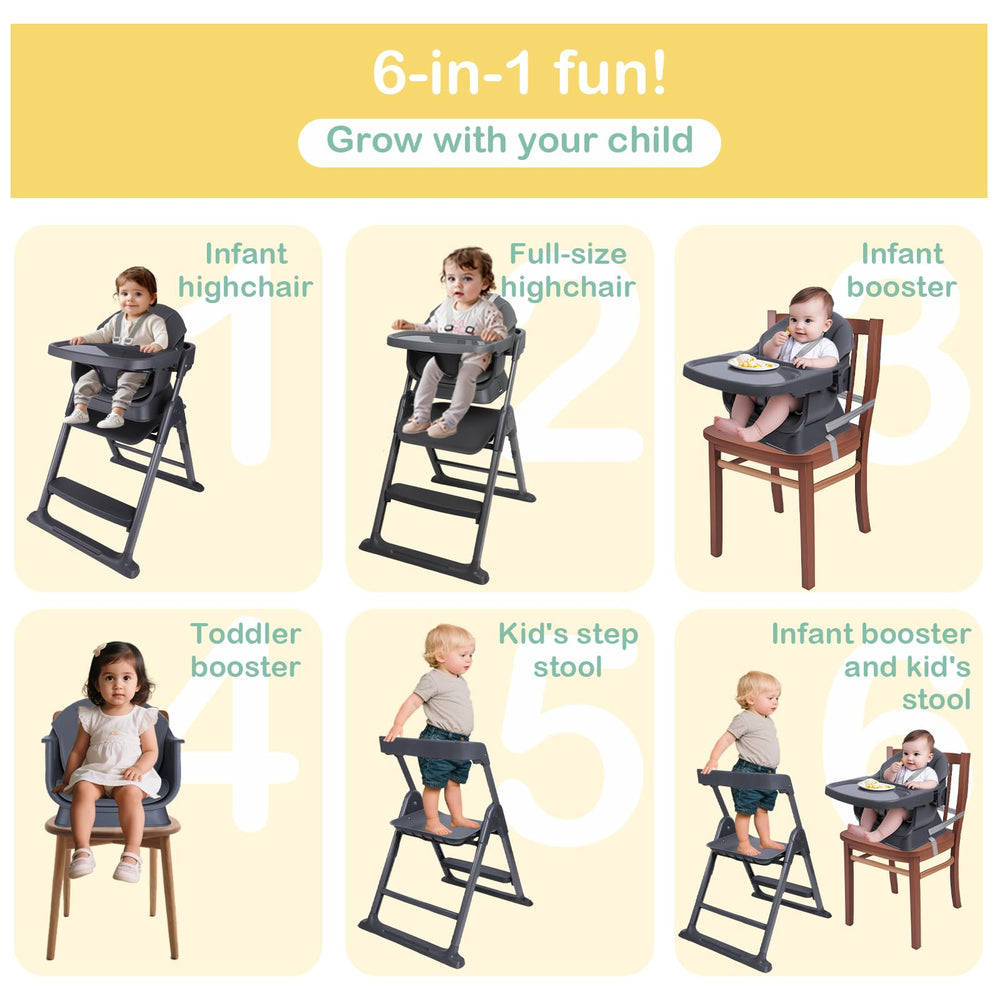 Kisuplus high chair dishwasher-safe tray supports mess-free mealtimes.