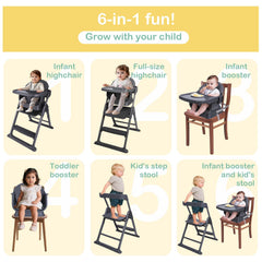 Kisuplus high chair dishwasher-safe tray supports mess-free mealtimes.