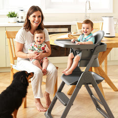 Kisuplus 6-in-1 toddler booster shows adjustable tray and ample legroom.