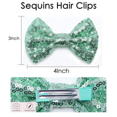 Kiszu green sequin bow clip handmade and durable.