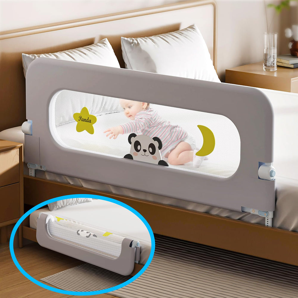 Kitiver baby bed guard rail folding mechanism for easy bed access and space saving